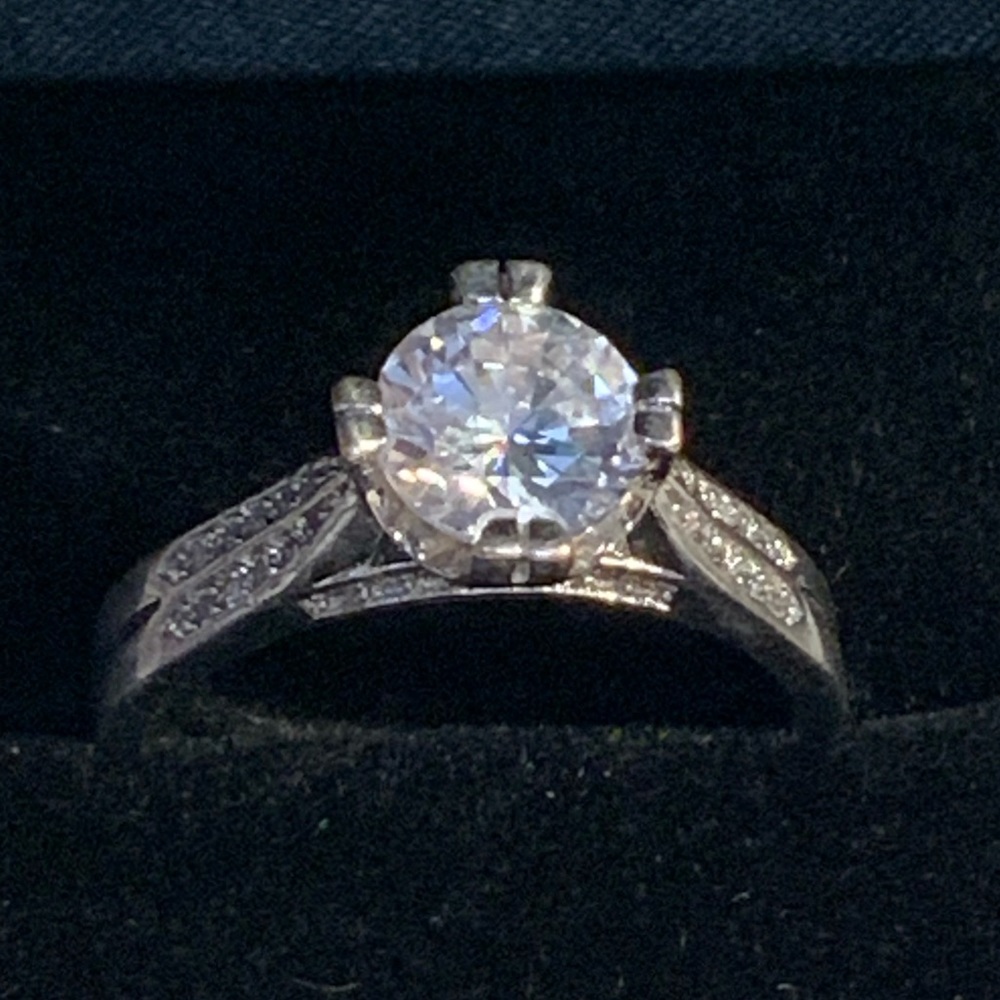 Stunning Solitaire Ring Sterling Silver - image 1